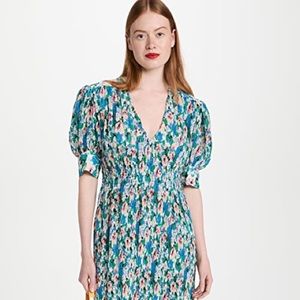 Ganni Floral Pleated Georgette Dress EUC